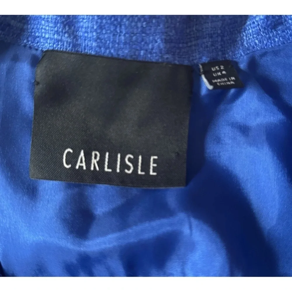 CARLISLE Blue Silk Tweed Zip-Front Jacket Blazer US 2 UK 4 Cropped Preppy Mod - Picture 5 of 10